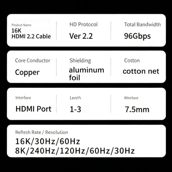 16K HDMI 2.2 Cable 96Gbps | 8K@240Hz HDR - Image 4