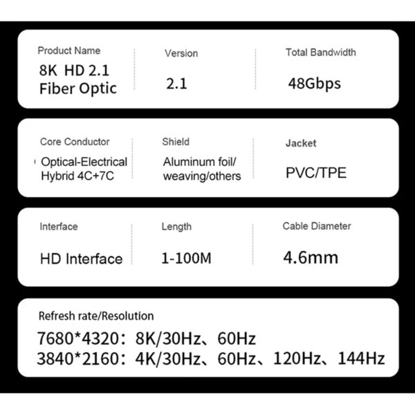 8K HDMI 2.1 Fiber Optic Cable 48Gbps - Image 4